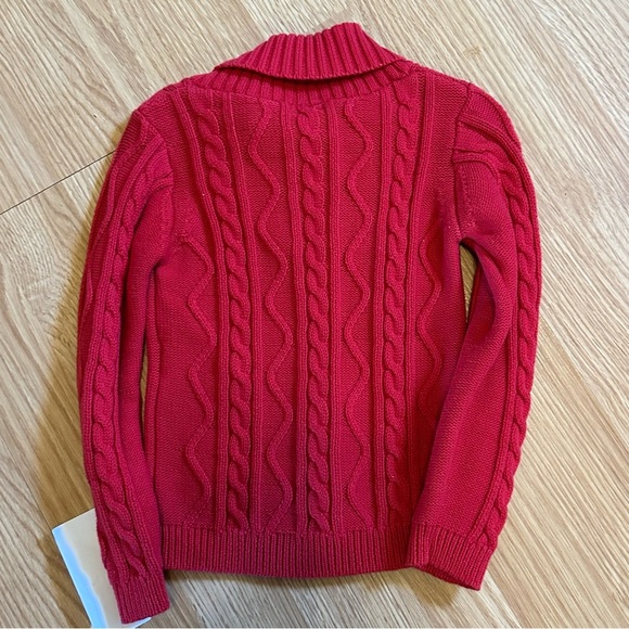 Edgehill collection red thick cable knit 100% cotton sweater Valentine’s Day 4T - Picture 5 of 7